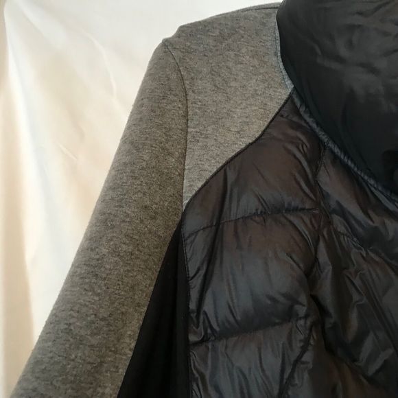 Blanc Noir 80%Down 20%Feather Fill Mixed Material Puffer AsymmetricJacket Coat S - Picture 4 of 9
